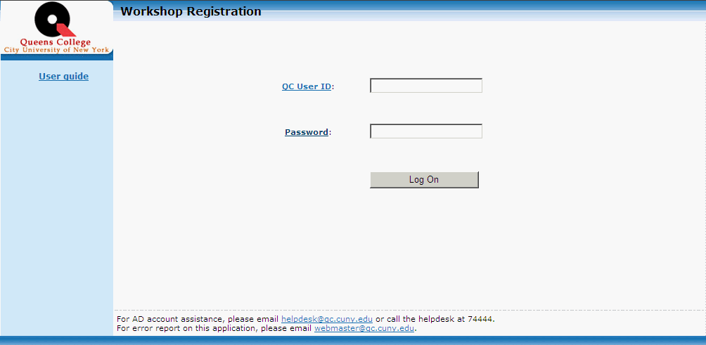 Workshop Registration, Member Log In